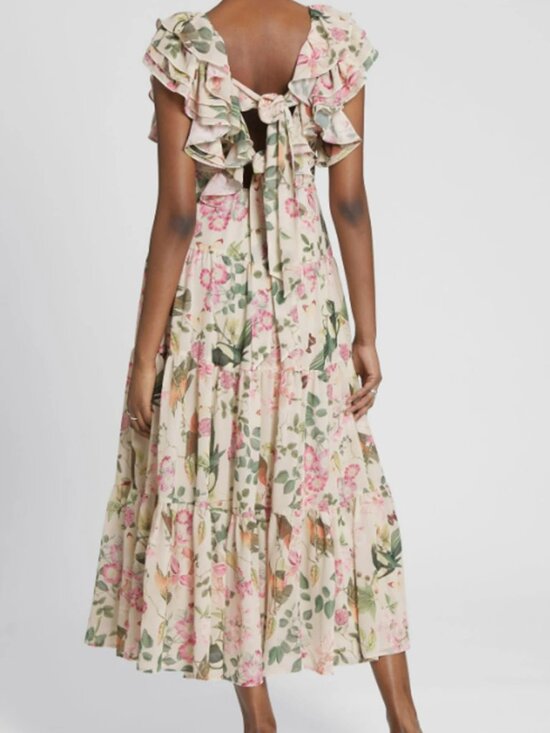 & Other Stories Dresses & Skirts - & Other Stories Floral Ruffle Tie-Back Dress Sz 8